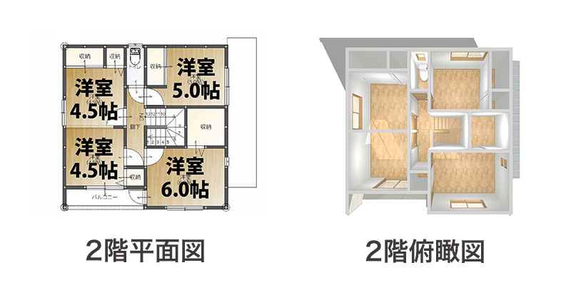 5LDK Bプラン2階間取り図