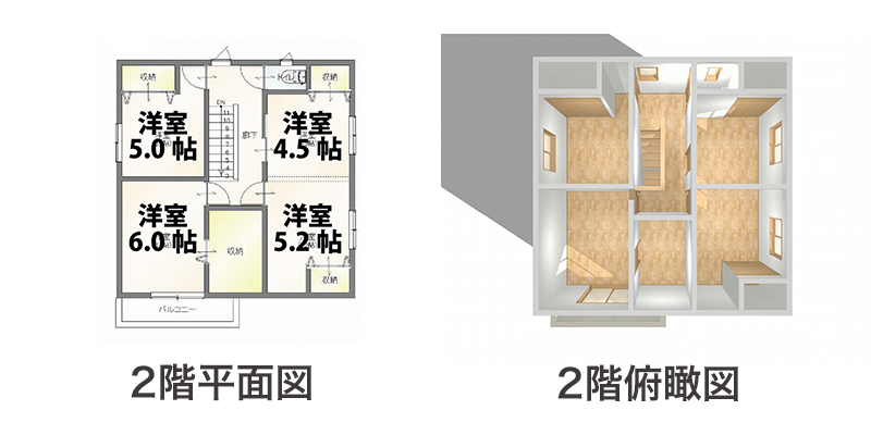 5LDK Cプラン2階間取り図