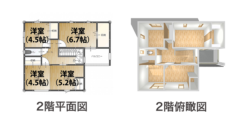 5LDK Dプラン2階間取り図