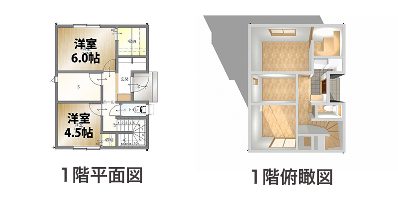 ミニマムプラン2階建て1階間取り図